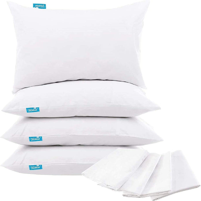 Waterproof Pillowcases with Zipper, 4 Pack, Noiseless and Machine Washable Pillow Covers Pillow Protectors - Biloban Online Store