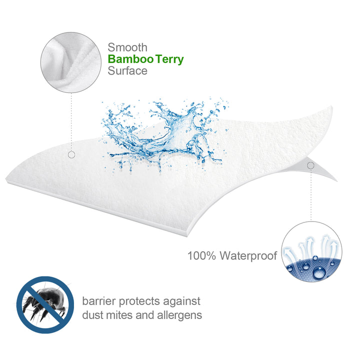 Toddler Pillowcase- 2 Pack, Waterproof, Bamboo Terry Surface, White - Biloban Online Store