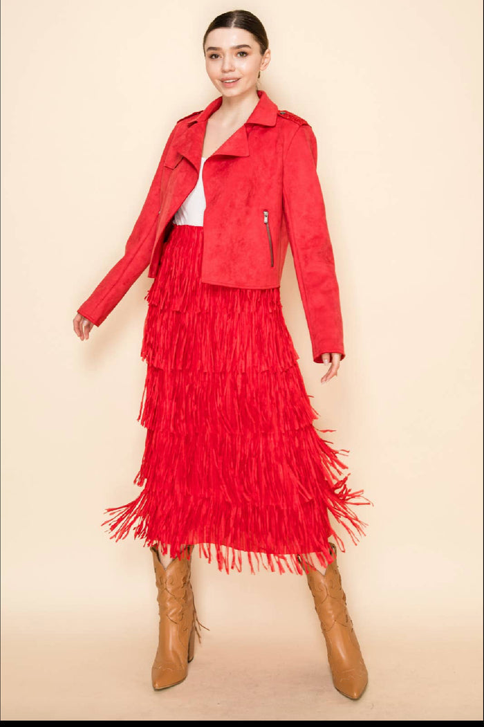 WAY Poly Fringe Skirt  (7 colors)