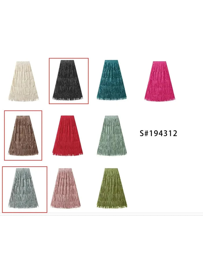 WAY Poly Fringe Skirt  (7 colors)