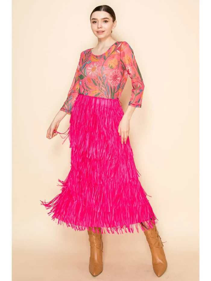 WAY Poly Fringe Skirt  (7 colors)