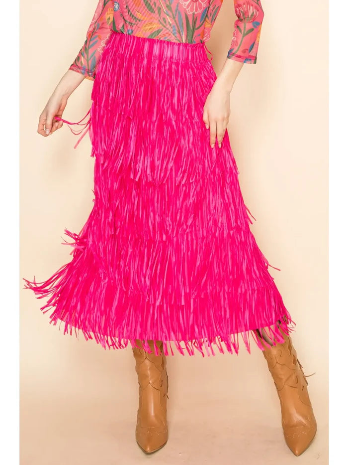 WAY Poly Fringe Skirt  (7 colors)