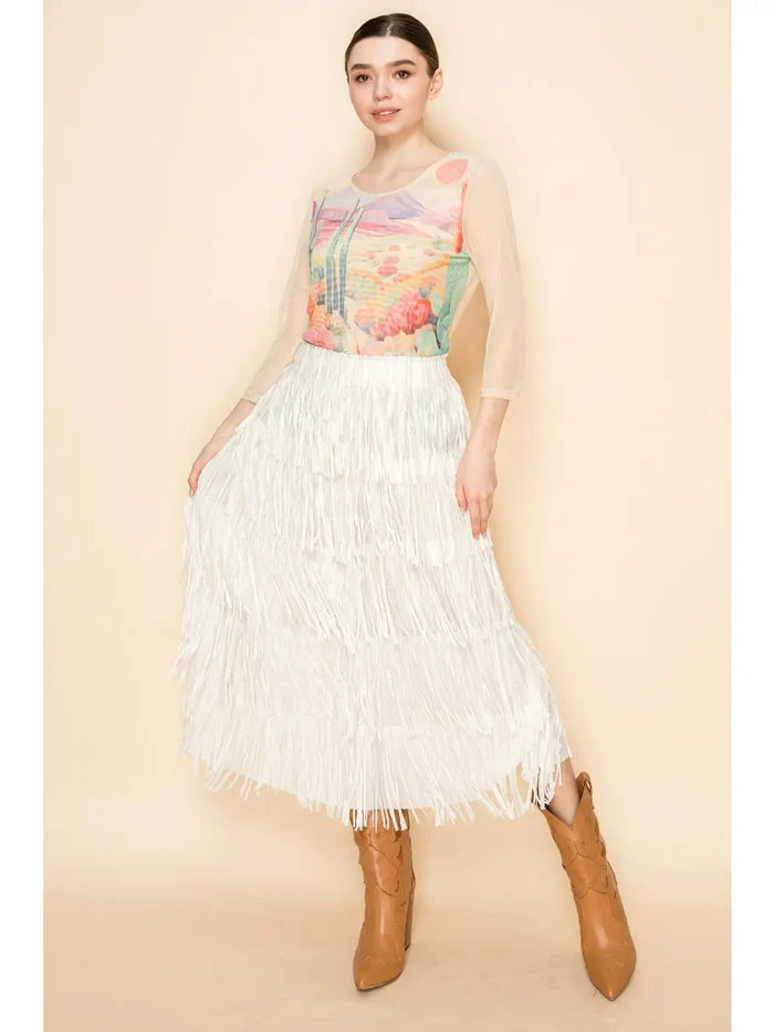 WAY Poly Fringe Skirt  (7 colors)