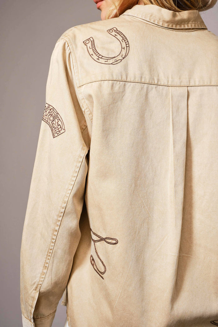 Western Embroidered Snap Button Shirt