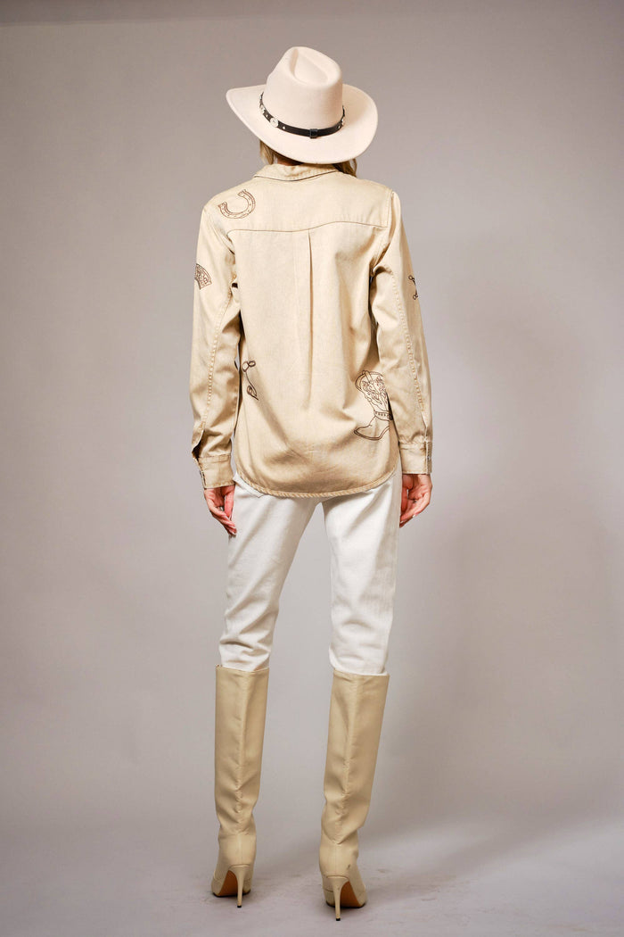 Western Embroidered Snap Button Shirt