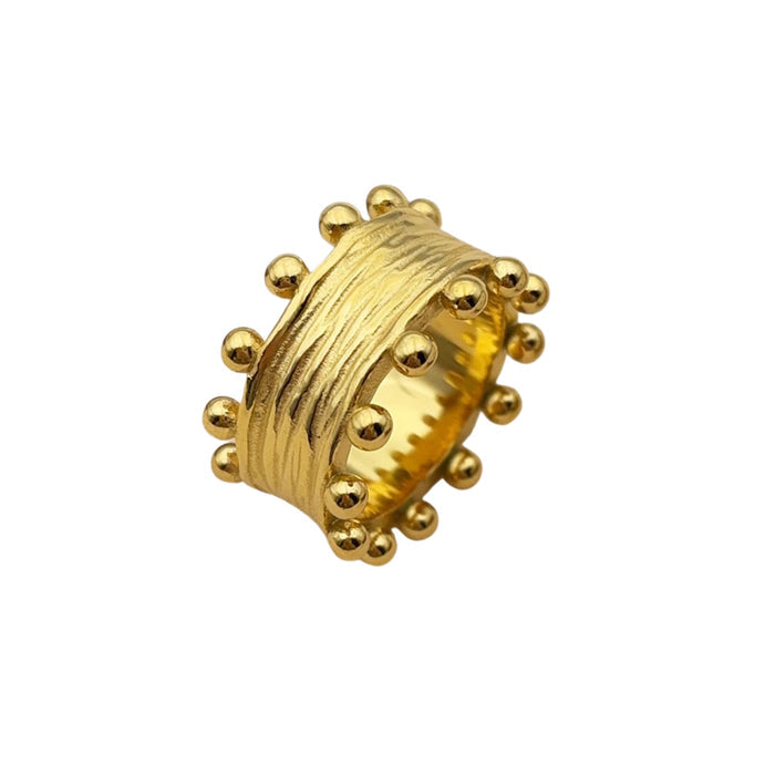 Wide Textured Band with Gold Accents