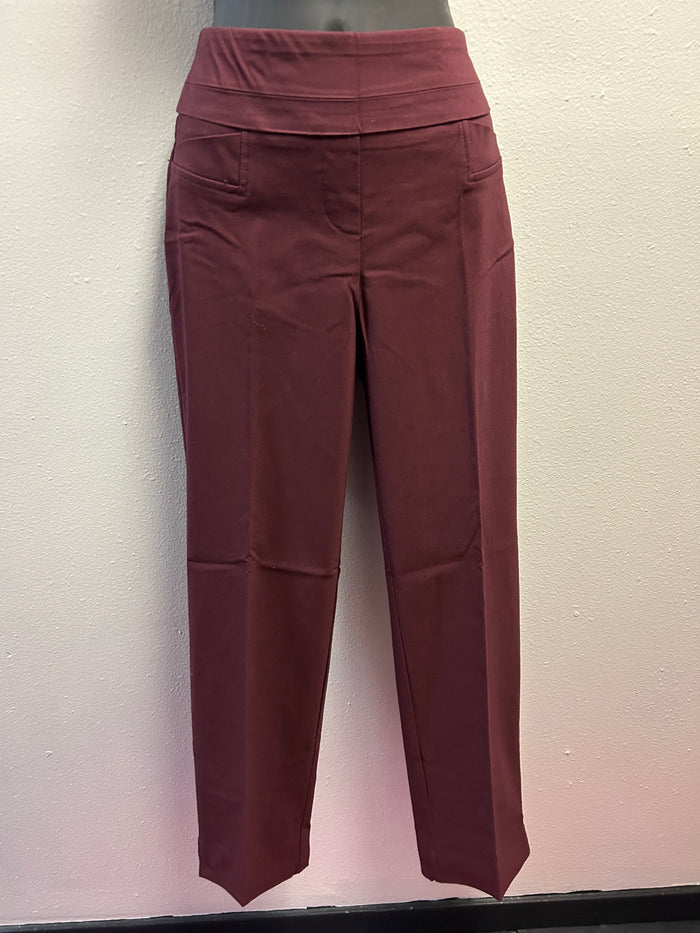 Wine Pull-on Ankle Length Pants