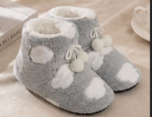 Winter Fuzzy Slipper Boots – Soft Warm Indoor Socks Shoes – Cute Plush Home Boots for Women