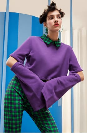 Women Color Block Bell Sleeve Top – Casual Chic Wide Sleeve Blouse