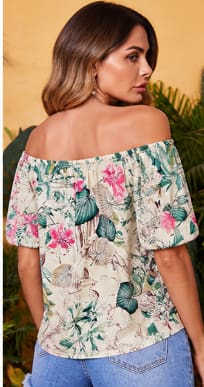 Women Off Shoulder Floral Blouse – Casual Summer Printed Top