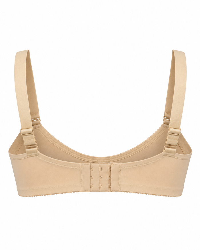 Women’s Beige Full Coverage Bra, Wide Strap Supportive Underwear with Smooth Padded Cups
