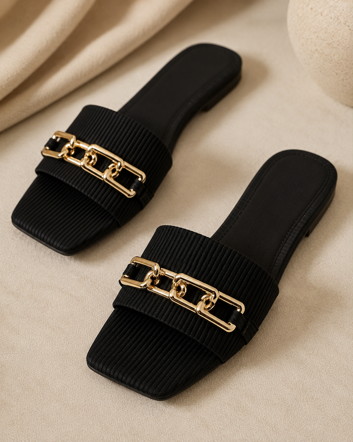 Women’s Black Chain Slide Sandals – Size 41 – SHEIN Fast Delivery in 5 Days