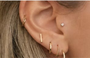 Women’s Gold Ear Cuff and Hoop Earring Set – Minimal Multi Piercing Look