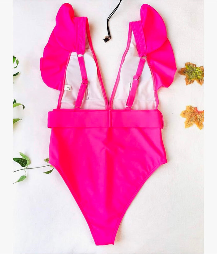 Women’s Hot Pink Ruffle One-Piece Swimsuit – SHEIN Fast Delivery in 5 Days