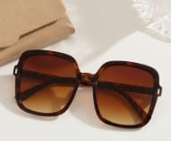 Women’s Oversized Square Sunglasses – Dark Tortoise Frame – Brown Gradient Lens