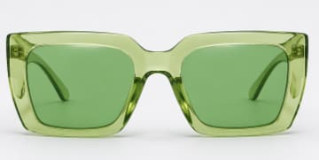 Women’s Oversized Square Sunglasses – Transparent Green Frame – Green Fashion Statement Shades