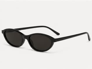 Women’s Slim Cat Eye Sunglasses – Black Frame with Dark Tinted Lenses – Minimal Chic Fashion Eyewear