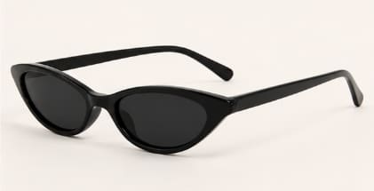 Women’s Slim Cat Eye Sunglasses – Black Frame with Dark Tinted Lenses – Trendy Y2K Fashion Eyewear