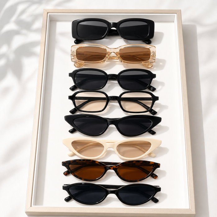 Women’s Sunglasses Collection – Mixed Retro Cat Eye & Rectangle Frames – Trendy Fashion Eyewear Set