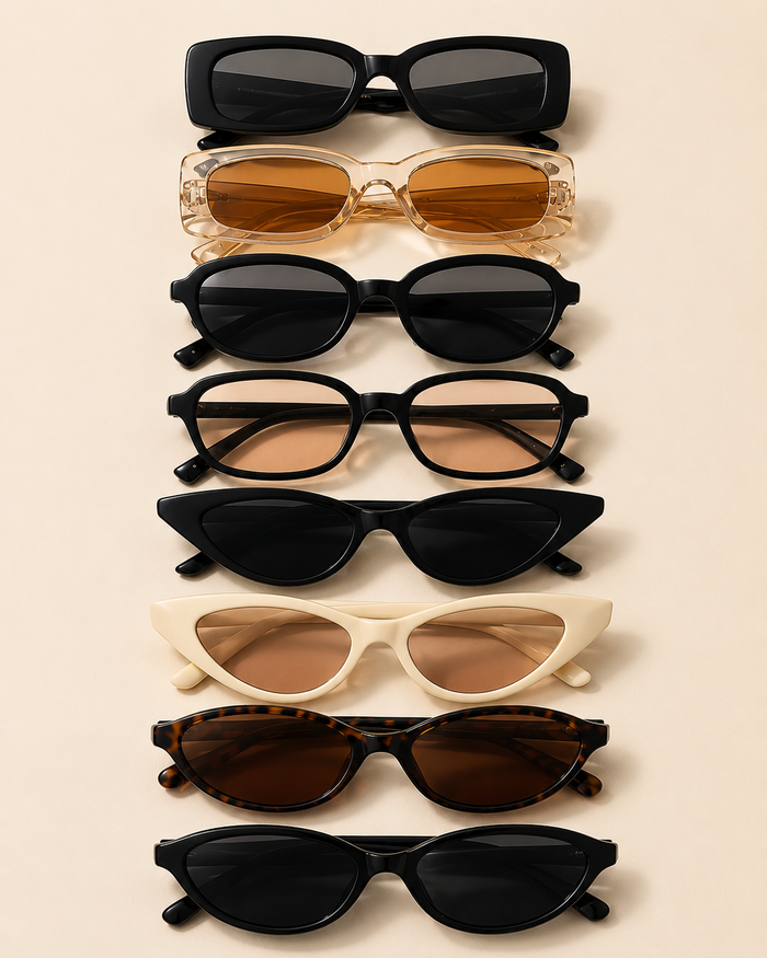 Women’s Sunglasses Collection – Mixed Retro Cat Eye & Rectangle Frames – Trendy Fashion Eyewear Set