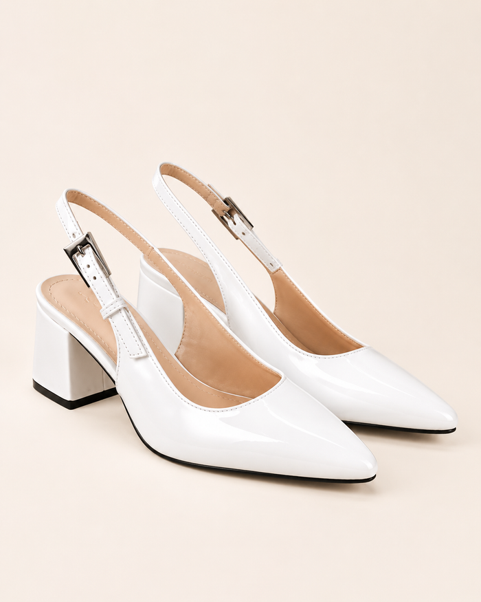Women’s White Slingback Block Heel Pumps – SHEIN Fast Delivery in 5 Days