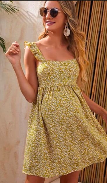 Women’s Yellow Floral Maternity Dress – SHEIN Fast Delivery in 5 Days