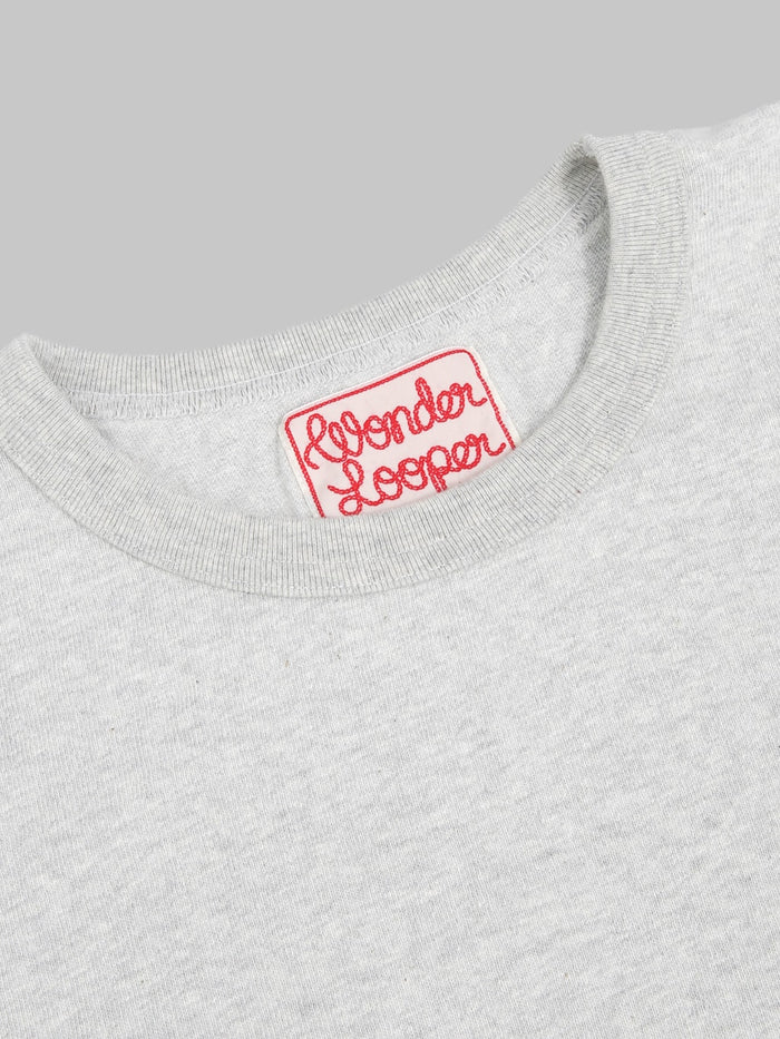 Wonder Looper ELS Recycled Cotton Slub TShirt Heather Grey collar