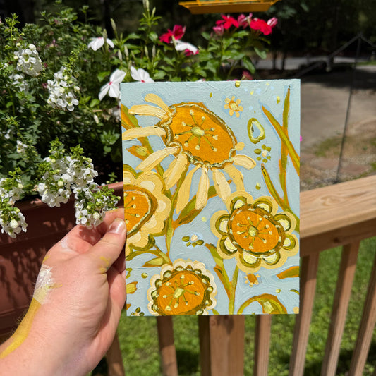 Yellow Folklore Florals Original Artboard No. 2