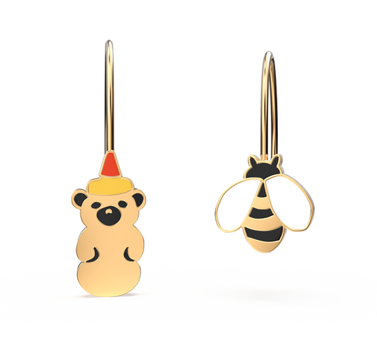 Yellow Owl Workshop - Honey Bear + Honey Bee Earrings (Final Sale)