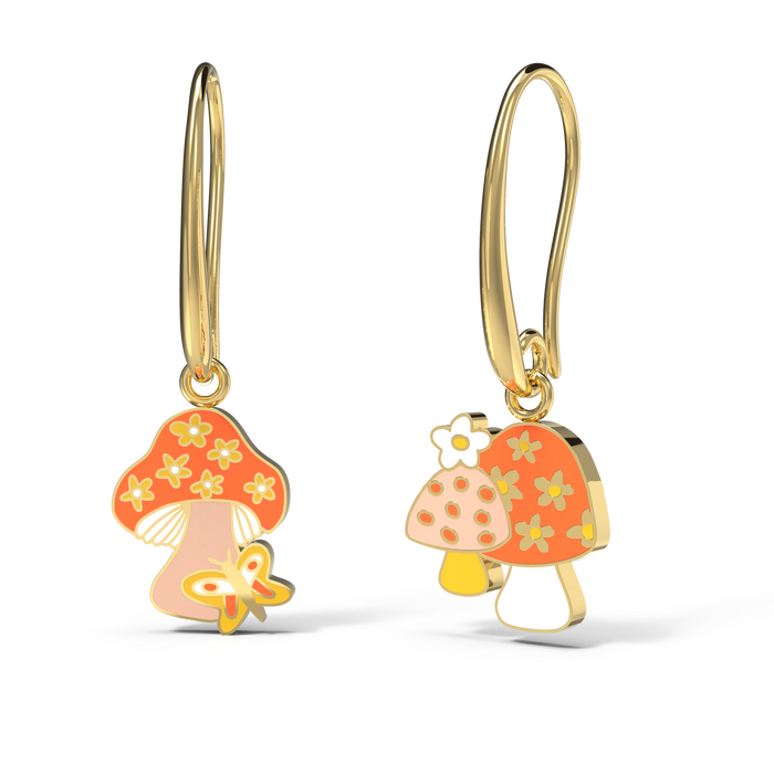 Yellow Owl Workshop - Mushroom Butterfly Earrings (Final Sale)
