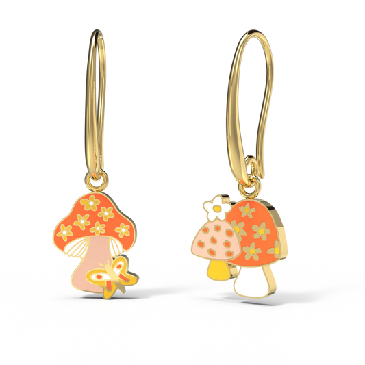 Yellow Owl Workshop - Mushroom Butterfly Earrings (Final Sale)
