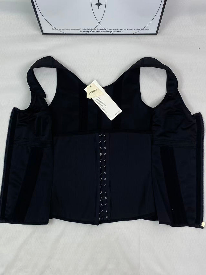 Zippered and buttoned double-layer shaping vest