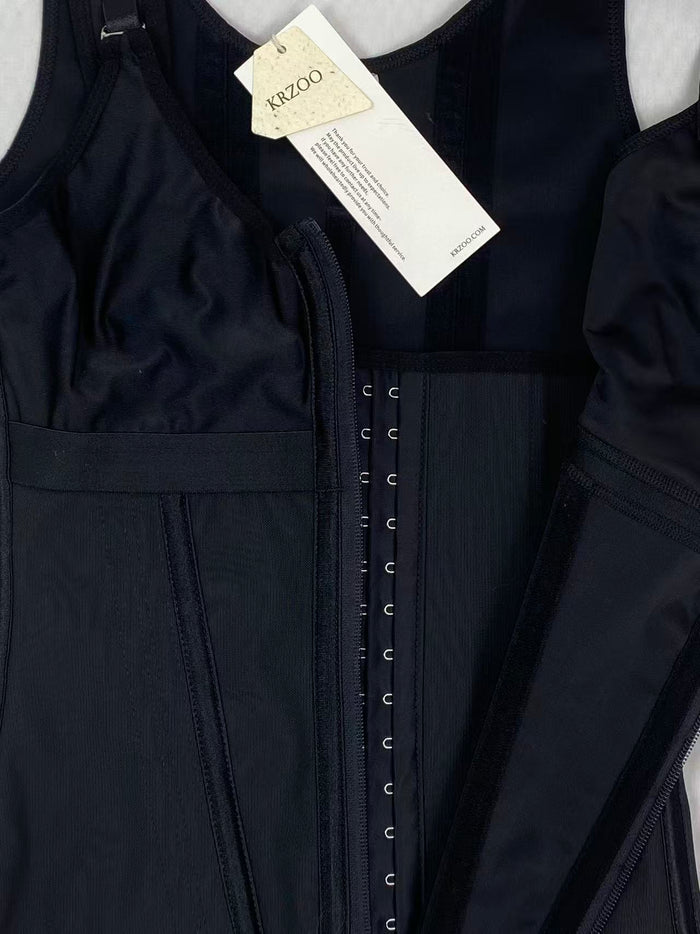 Zippered and buttoned double-layer shaping vest
