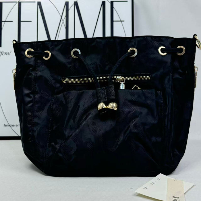 Zippered drawstring crossbody bag