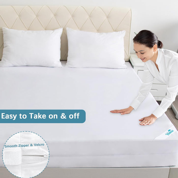 Zippered Mattress Protector Twin & Full Size, Waterproof Mattress Encasement, Low Profile Box Spring Cover, Breathable and Absorbent - Biloban Online Store